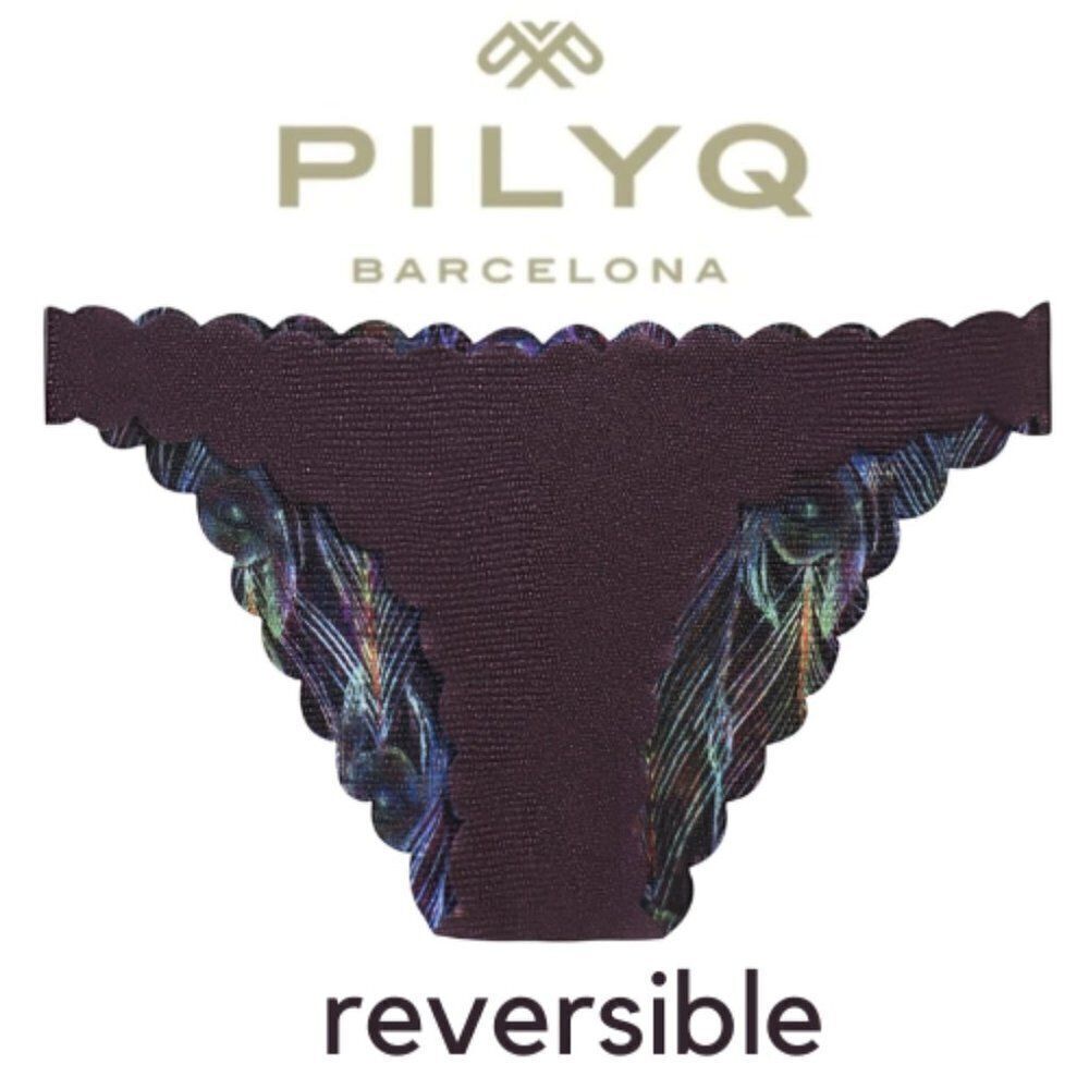 PilyQ Plume Reversible Seamless Wave Full Bikini Bottom Sz. S NWT